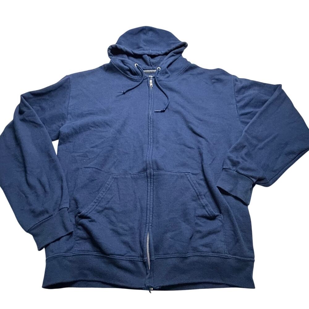 ATHELETIC Navy zip-up hoodie heavyweight cotton-blend fleece Size M